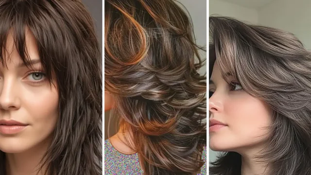 مدل ولف کات دخترانه با لایه‌های حجیم و چتری پرده‌ای که استایلتو مدرن و خاص می‌کنه
