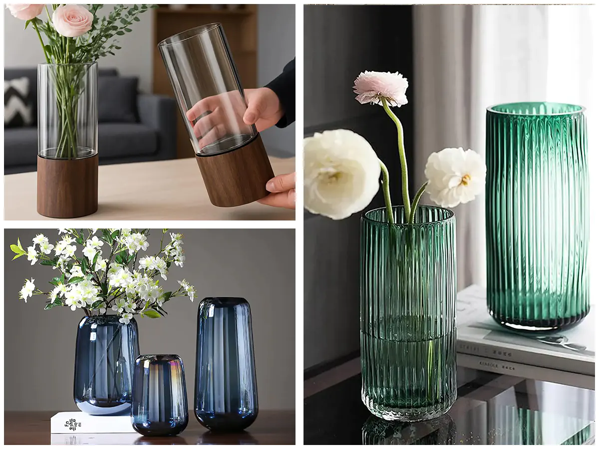 گلدان شیشه ای استوانه ای بزرگ