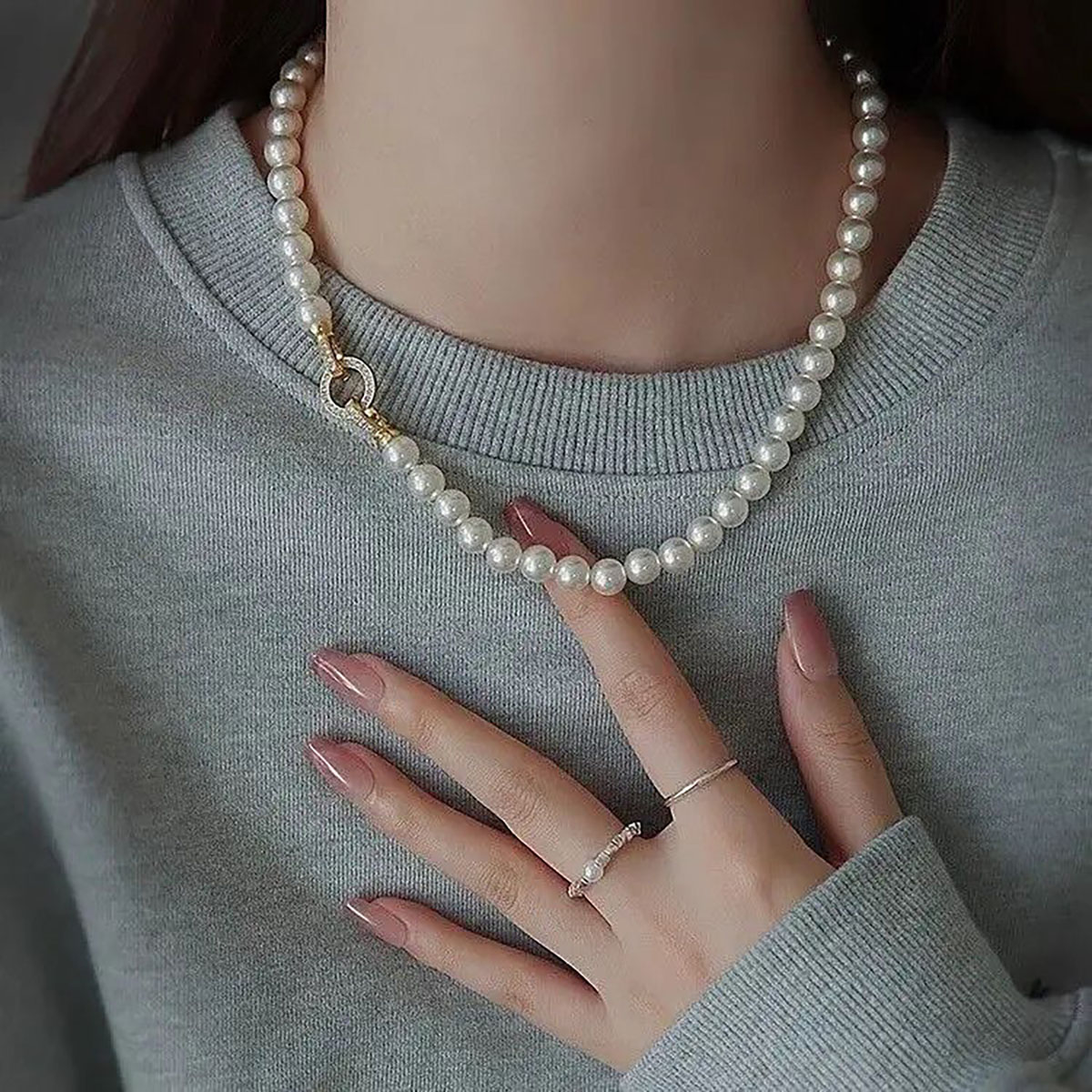 گردنبند طلا و مروارید اصل