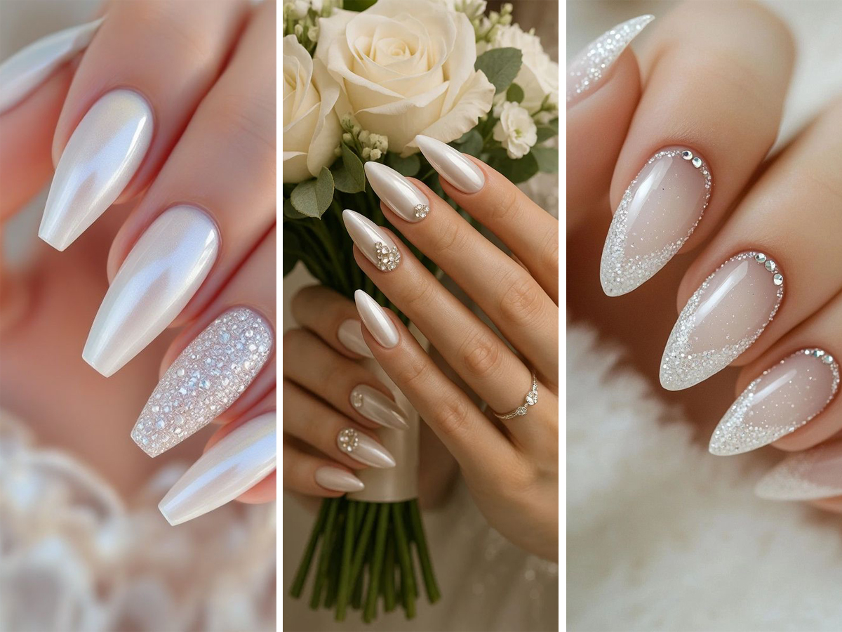 طراحی ناخن برای عروس ساده و شیک