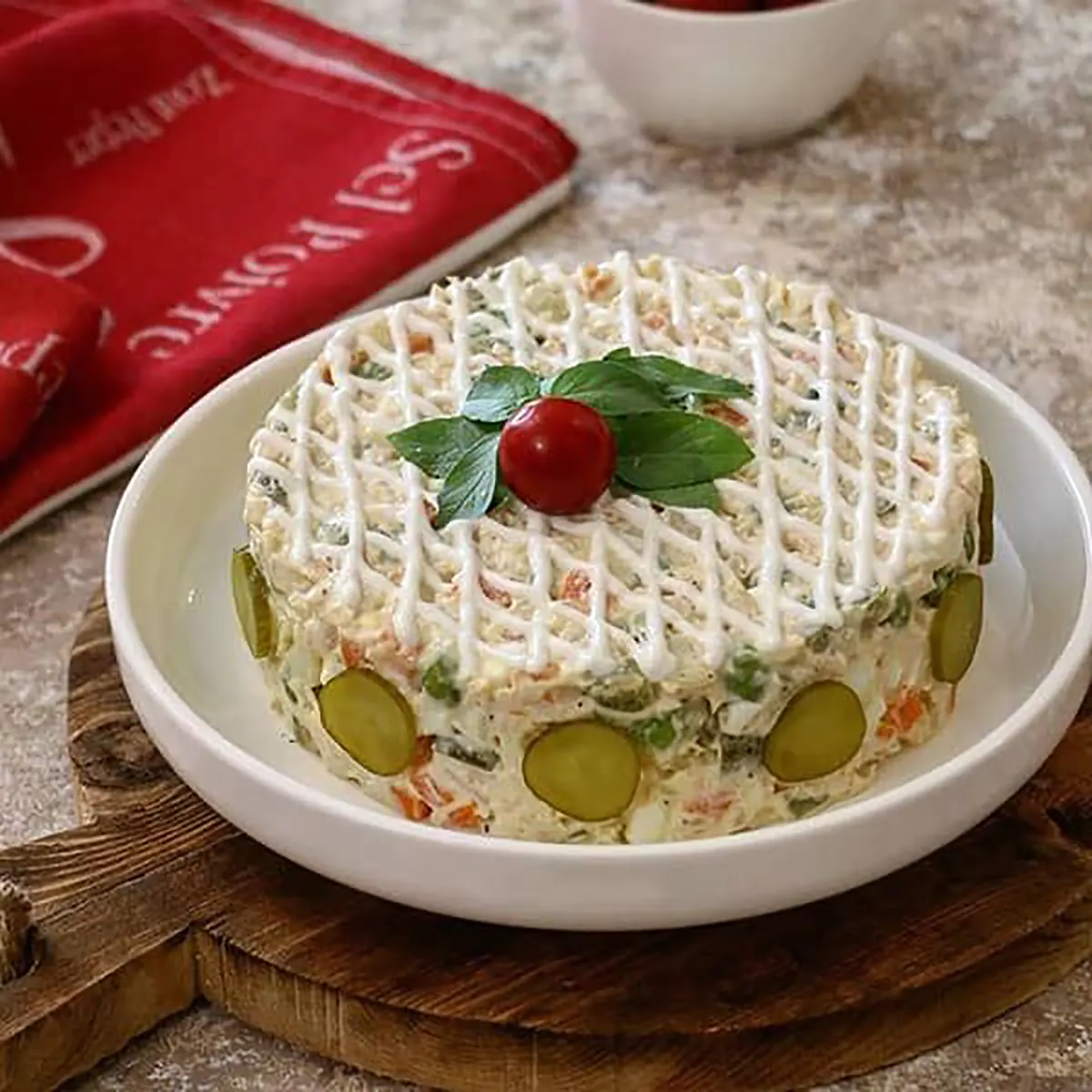 تزیین سالاد الویه ساده برای مدرسه 