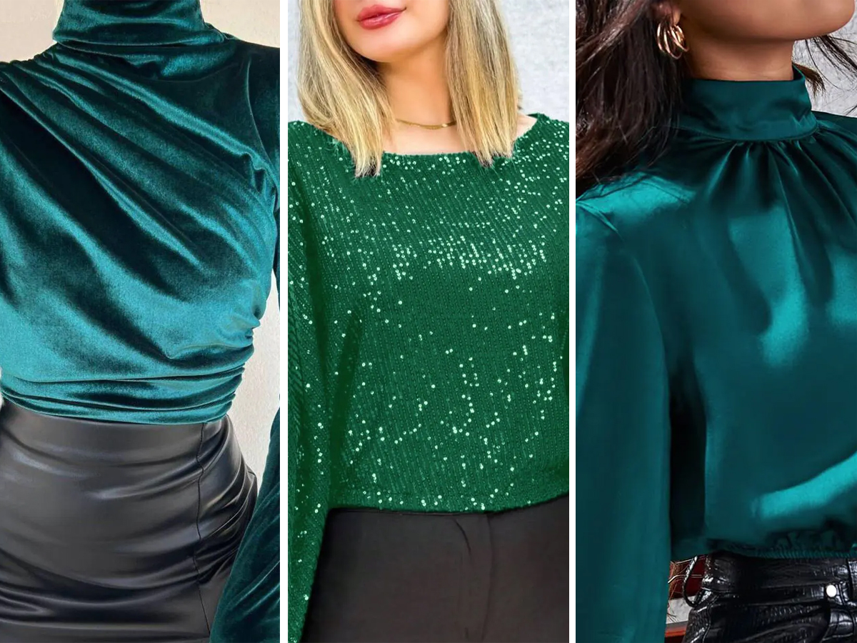 شومیز سبز یشمی مجلسی