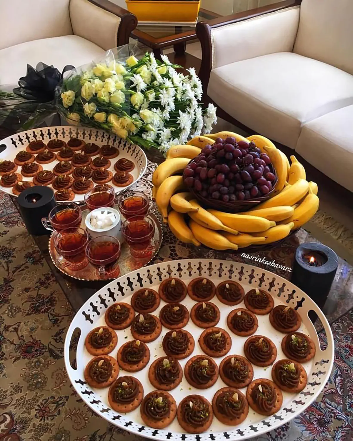 تزیین حلوا با پودر نارگیل
