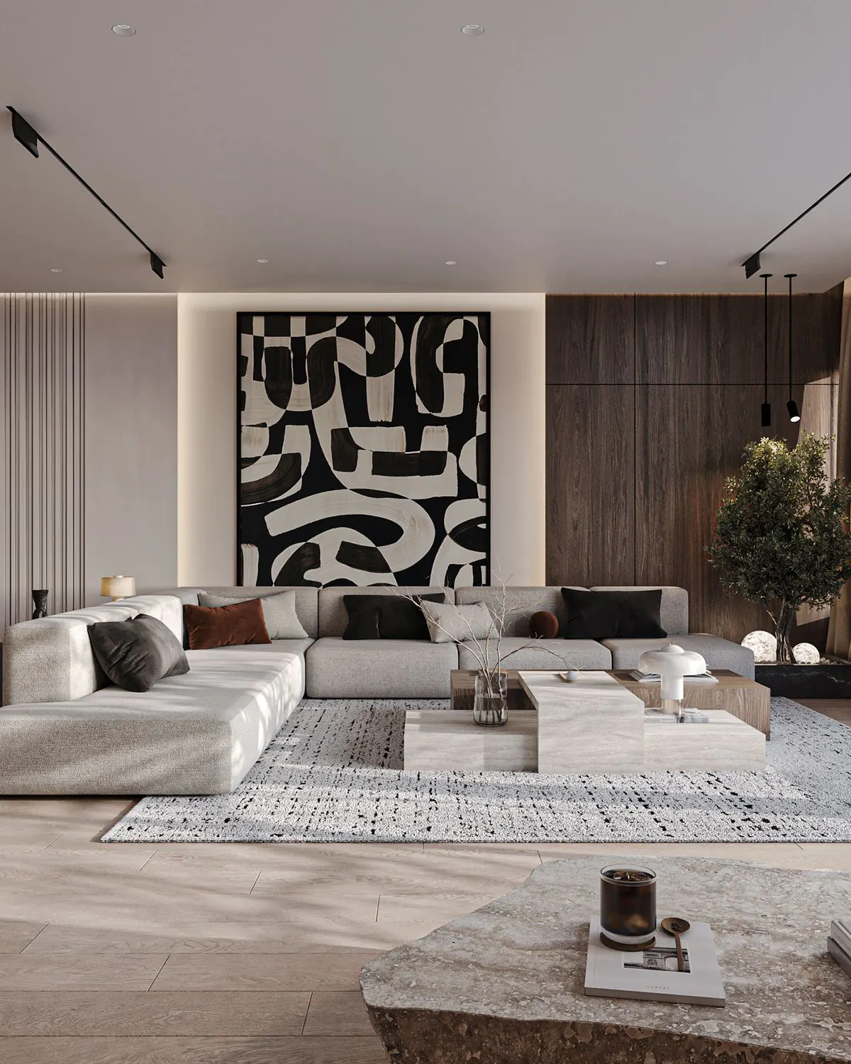 چیدمان پذیرایی کوچک مستطیل
