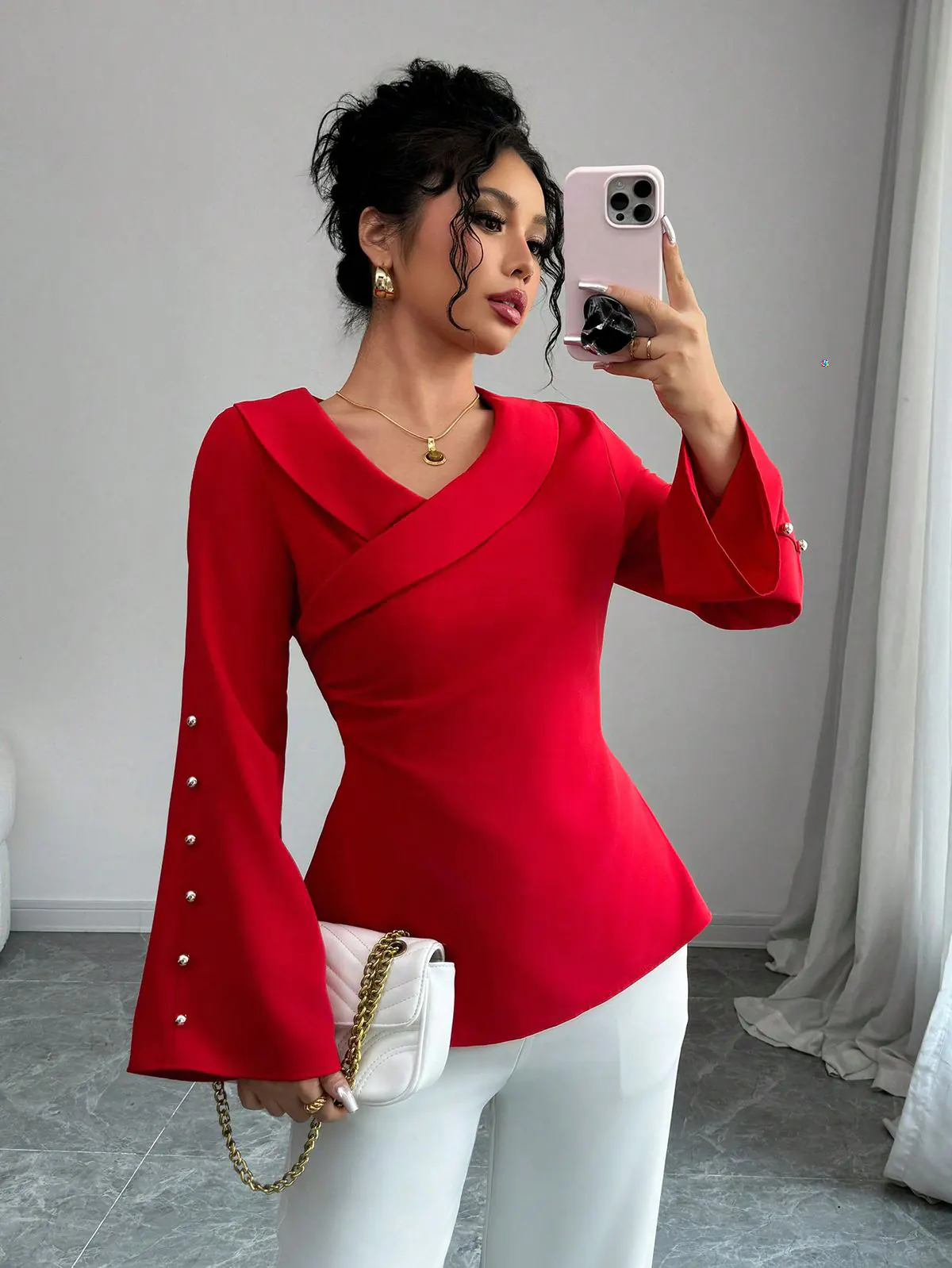 شومیز قرمز زنانه