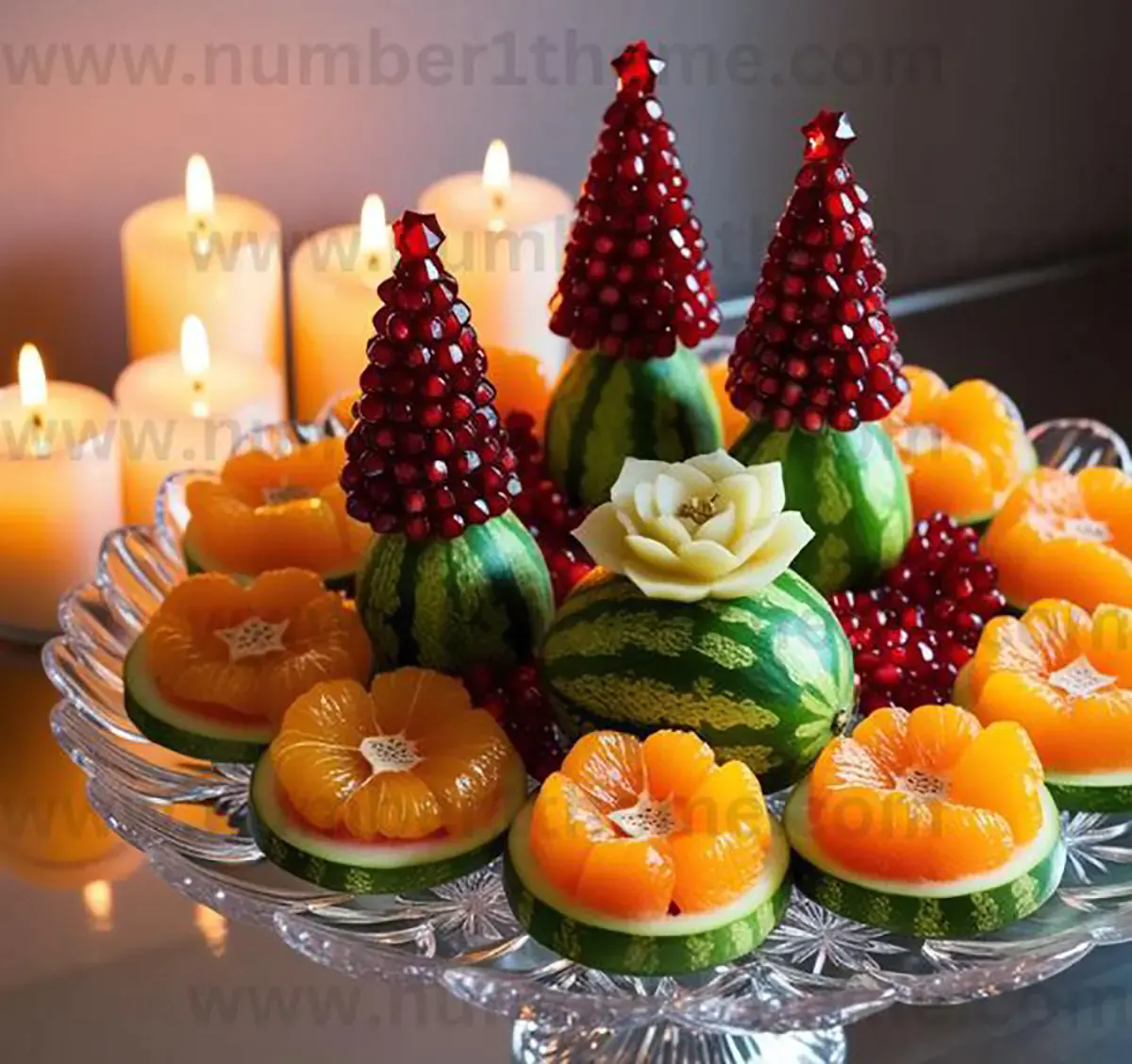 تزیین میوه شب یلدا با اسفنج
