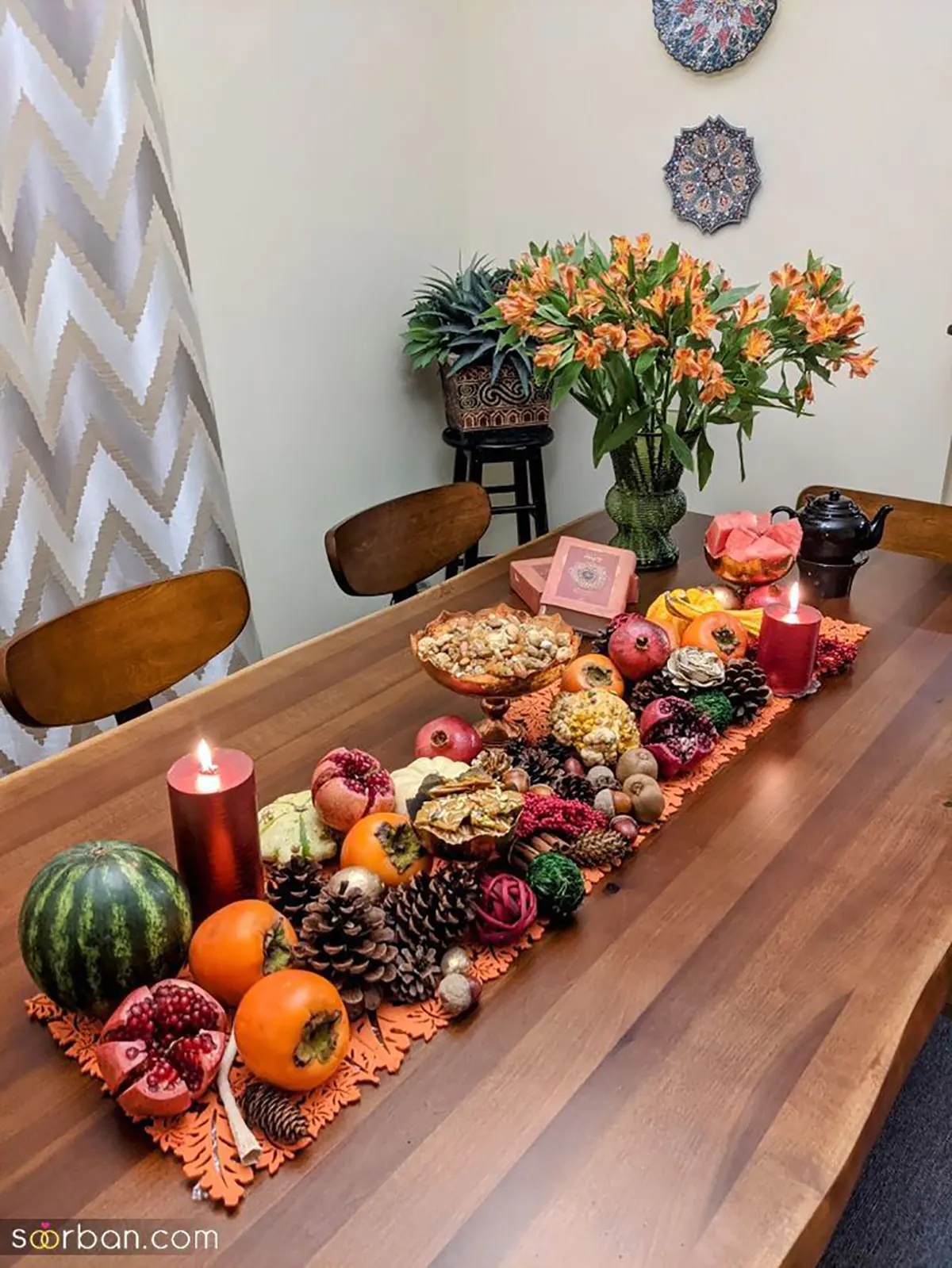 تزیین میوه شب یلدا در سینی
