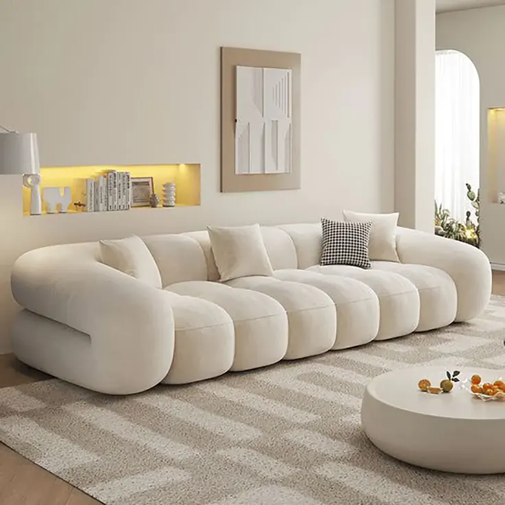 مبل مدولار کرم برای دکور پذیرایی کوچک