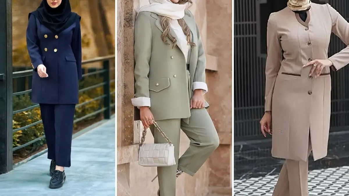 ست مانتوی رسمی سر کار با شلوار پارچه‌ای